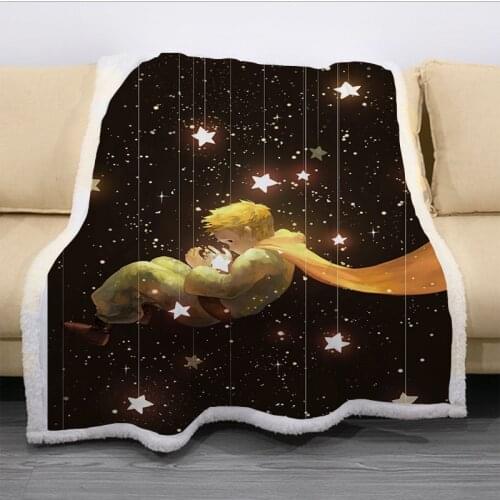The Little Prince Blanket 3D Print Sherpa Blanket on Bed Kids Girl Flower Home Textiles Dreamlike Style 05