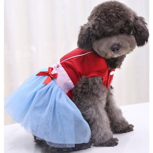 Spring Autumn Dog Clothes Bow Gauze Cute Ancient Princess Dress For Small Dogs Clothes Chiffon Dog Skirt Chihuahau Pet Clothing