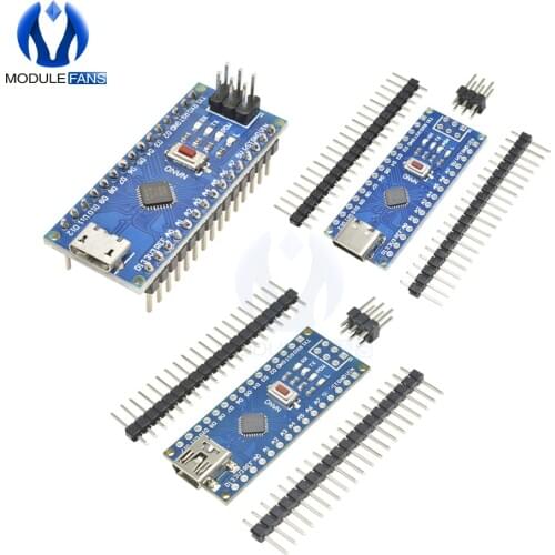 CH340 Nano V3.0 ATMEGA328P-MU ATMEGA328 Microcontroller Module Mini USB/Micro USB/Type-C Adapter Development Board for Arduino