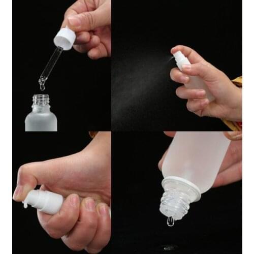 1pcs 5-100ml Empty Frosted Glass Bottle Perfume Spray Bottle White/Black Cap Cosmetic Toner Lotion Pump Vial Glass Atomizer Jars