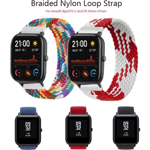 20mm Nylon Braided Elastic Strap For Amazfit GTS/GTS 2 2e GTR 2e 42mm 47mm Solo Loop Bracelet For Amazfit Bip/Bip Lite Watchband