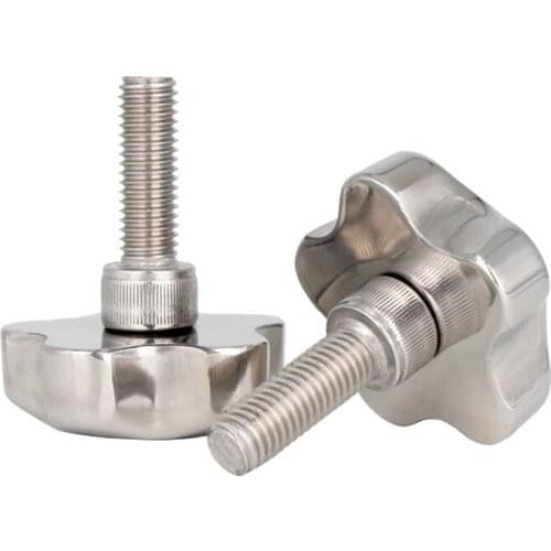 2pcs M8 stainless steel Torx hand screws bolts star type T&TX handle knob grip screw bolt 48mm head diameter 30mm-100mm length