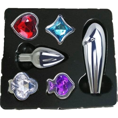 Metal Multi Size Stainless Steel backcourt suit removable anal plug four color matching sex toy for couple butt plug anal sex