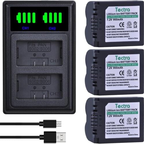 3pc CGA-S006 DMW-BMA7 S006 CGR-S006E CGA S006 Li-ion Battery+LCD USB Charger for Panasonic DMC FZ7 FZ8 FZ18 FZ28 FZ50 FZ30