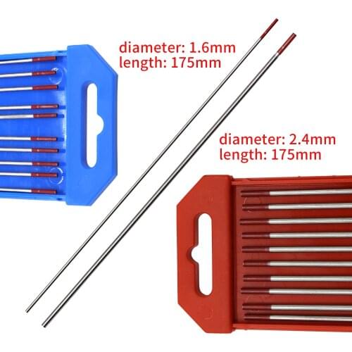 TIG Welding Tungsten Electrodes 2% Thoriated (Red, WT20) 10-Pack2.4mm (3/32")