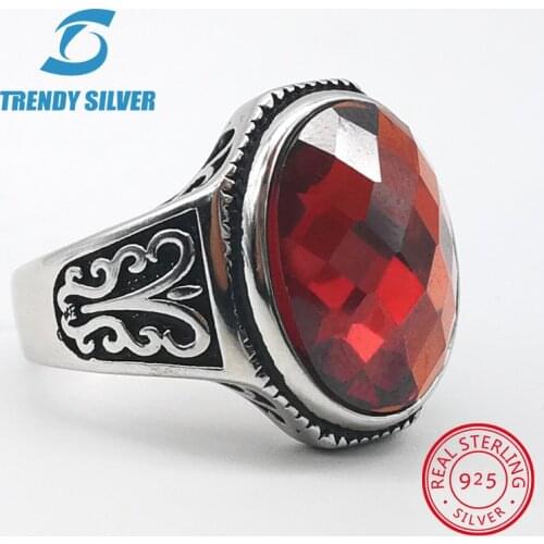 Silver 925 fine jewelry man rings men accessories turquoise gemstone natural onyx agate wholesale TRENDY SILVER TCR848