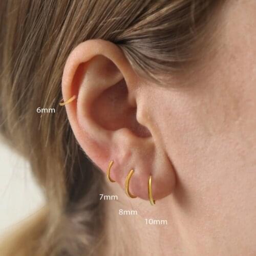 Tiny thin 925 Sterling Silver huggie hoops Dainty hoop earrings for women Simple Gold Round Circle Ear Bone Buckle fine jewelry