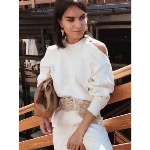 Wixra O Neck Sweaters Women Pullover Jumper High Street Hollow Out Korean Fashion Ladies Soft Knitwear Top Autumn Winter