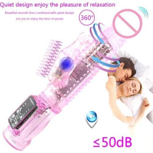 Dual Motor Dildo Rabbit Vibrator 12 Speeds Vibration Rotation Sex Toy for Women G Spot Massager Clitoris Stimulator Sexy Hot