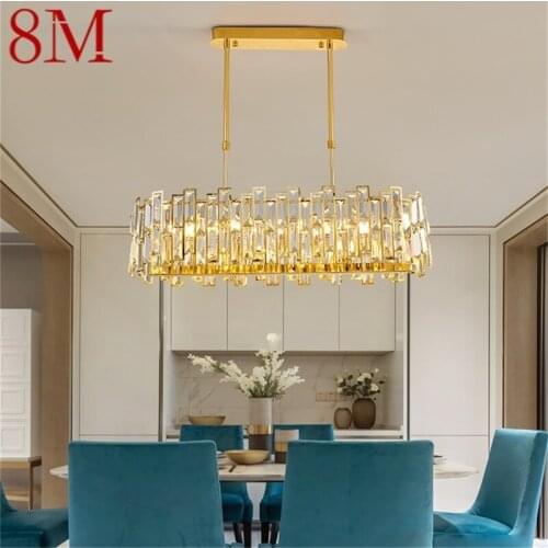 8M Gold Chandelier Fixtures Oval Modern Branch Crystal Pendant Lamp Light Home LED for Dining Room Decoration