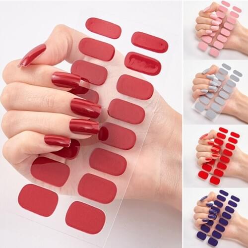 1 Sheet Candy Color Nail Art Sticker Polish Wraps Adhesive Solid Color Full Cover Strips DIY Nail Stickers Manicure Tools
