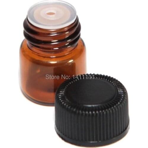 10000sets/lot Mini Amber Brown 1ML 1/4 Dram Glass Perfume Bottle 1CC Amber fragrant Sample Vial Small Essential Oil Bottle