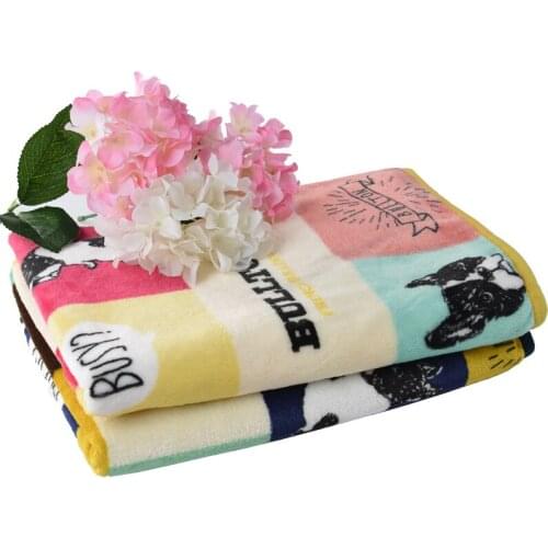 100x75cm Warm Pet Dog Beds Mat Covers Thickened Fleece Bulldog Printed Blanket for Dogs French Bulldog Bed Puppy Medium Dog Mats