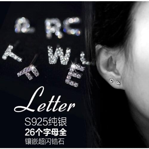 2019 Fashion AAA Cubic Zircon A-Z 26 Letter Stud Earrings For Women Girls Luxury Jewelry