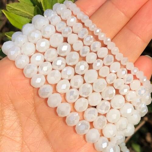 3*4mm Faceted Porcelain White Austria Crystal Glass Round Rondelle Beads Loose Spacer Beads For Jewelry Making Diy Bracelets