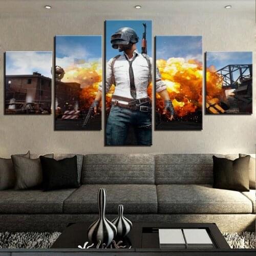 No Framed Canvas 5Pcs Game PlayerUnknownS Battlegrounds Wall Posters Pictures Paintings Home Decor for Living Room Decoration