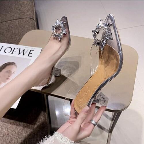 Transport free spring/summer new 2020 women high heels fashion all-match crystal heel sandals outdoor party slippers/flip flop