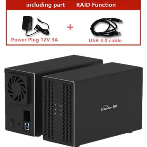 Blueendless Dual Hard Disk Array RAID USB3.0/USB3.1 Dual Bay dock HDD Enclosure RAID Auto Data Backup 3.5'' HDD Array USB3.1