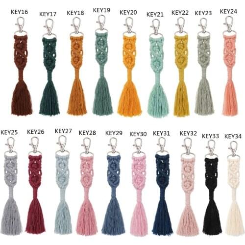 667E Tassel Keychains for Women Boho key Holder Keyring Macrame Bag Charm Car Hanging Jewelry Gift for friends