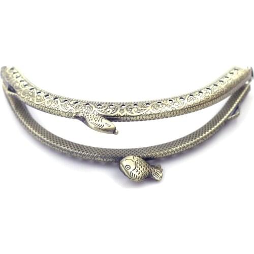 Bronze Tone 10.5cm Embossed Arch Purse Frame Clasps Clutch Buckle Fish Head DIY Crafts Accessories Handbag Handle Hardware Parts