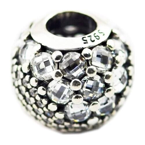 Enchanted Pave Charm Clear CZ Fits European Woman DIY Bracelets original sterling silver Beads For Jewelry Making