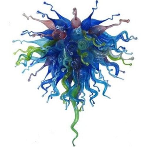 House Decorative Multi Color Hand Blown Art Glass Flushed Home Ceiling Chandeliers