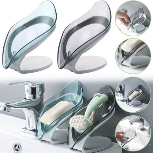 Bathroom Drain Soap Box Automatic Draining Leaf-Shaped Draining Soap Holder Kitchen and Bathroom Supplies Non-Slip Decoration