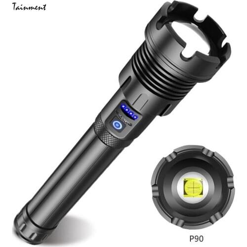 XHP90 COB LED Flashlight USB Rechargeable Zoomable Camping Torch Lamp Waterproof Powerful Flashlight for Outdoor Fishing Hiking