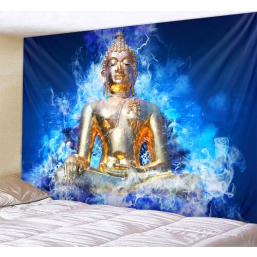 Meditation Statue Chakra Indian Buddha Tapestry Wall Mount Yoga Mandala Tapestry Psychedelic Wall Cloth Boho Carpet Decoration