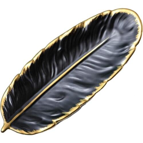 Exquisite Plate Stylish Porcelain Creative Convenient Wear-resistant Feather Shape Food Plate for Home Banana Leaf Fruit Plate