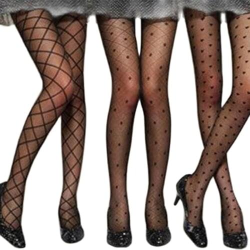 Women Print Tights Sexy Black Pantyhose Nylon Anti Hook Elastic Fishnet Mesh Skinny Medias Stockings Summer Lingerie Hosiery