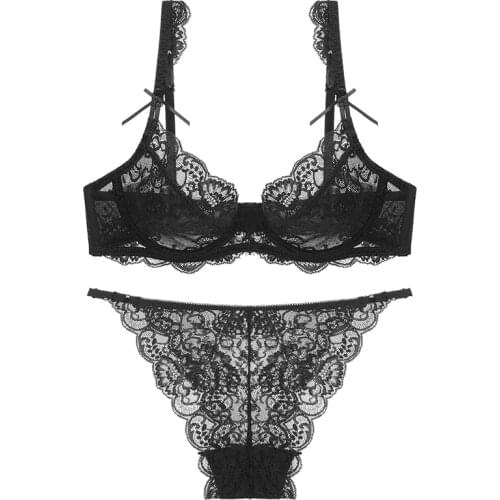 Womens Underwear Set Sexy Bra Fashion Purple Sexy Lace Plus Size Mm Ultra-Thin White Large Size Bra And Panties