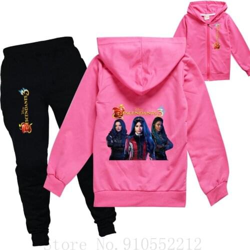 Girls Clothing Sets Spring Autumn Kids Descendant 3 cotton Outfits Hoodies+Pants 2pcs Tracksuit Children Clothes Sport Suit
