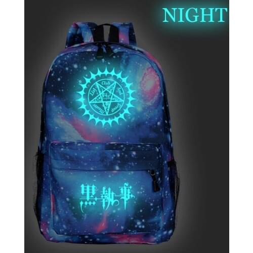 Beautiful Black Butler Luminous Backpack Kuroshitsuji Travel Shouler Knapsack Casual Men Women Boys Girls School Laptop Bag