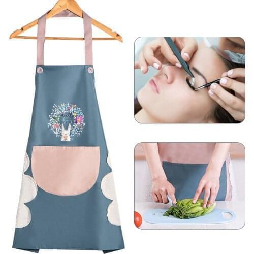 Eyelash Grafted Apron Kitchen Wipeable Waterproof Cartoon Wreath Rabbit Baking Apron for Women Eyelash Extension Makeup Tools