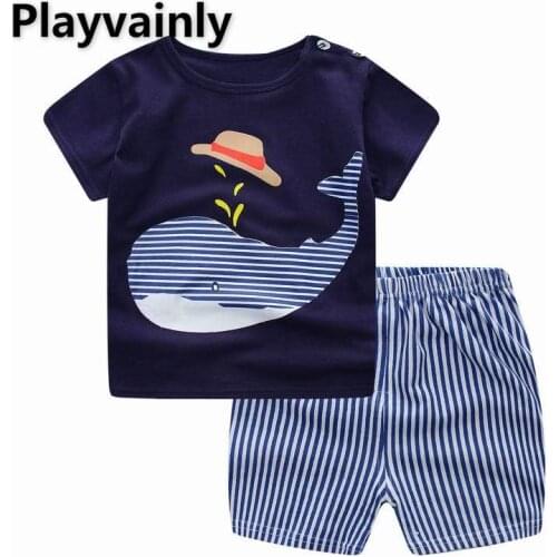 Summer boy Girl Clothing Sets Cotton Short Sleeve T-Shirt+Shorts fashion Outfit Children Clothing E19124