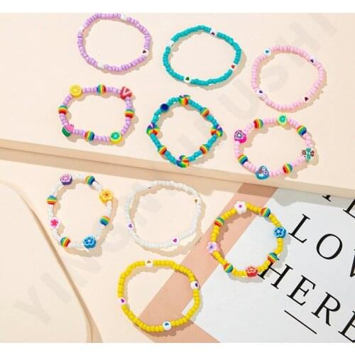 Cute Candy Color Love Fruit Two-piece Beads for Bracelets Childrens Jewelry Accessories Popcorn Crystal Beads Gift Trinkets