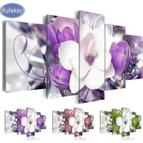 Still life,Diamond Painting white orchid,Full,square,Diamond Embroidery,3d picture,Cross Stitch,Diamond Mosaic,home decor 5pcs