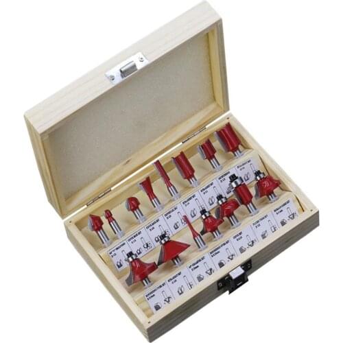 15-Piece Milling Cutter Bit Set Milling Cutter Carbide Milling Cutter Woodworking Trimming Carving Cutting Tools