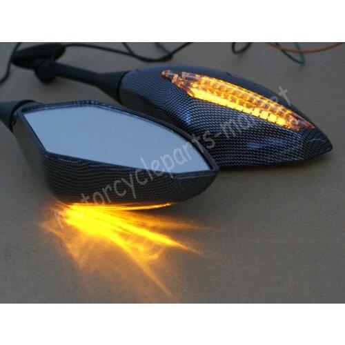 Motorcycle Carbon Fiber Exterior Rearview Side Mirror Turn Signals Integrated For Honda CBR1000RR CBR250R CBR300R CBR500R 03-12