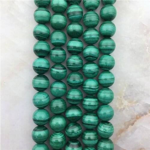 Natural green malachite 6 8 10mm smooth round european beads stone for jewelry making design fashion stone gift diy bracelet