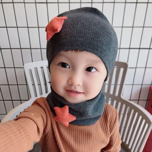 New Winter Children Hat Scarf Set Baby Girls Warm Child Neck Collar Kids Beanies Sets Cotton Baby Hat Scarf Newborn Accessories