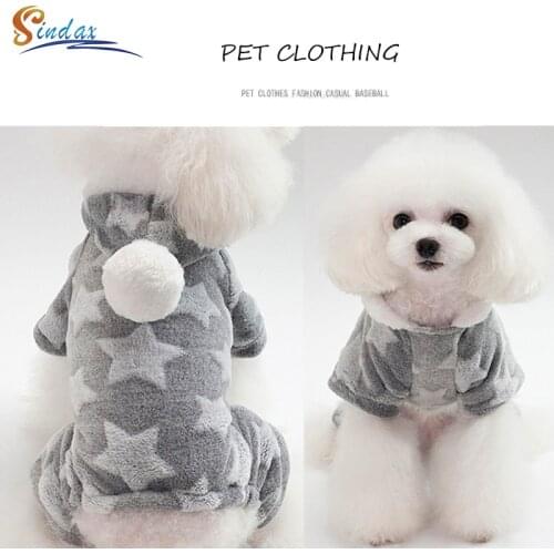 Dog Clothes Jumpsuit Fleece Pajamas Winter Dog Clothing Four Legs Warm Hooded Pet Clothing Outfit Small Dog Cats Costume Apparel