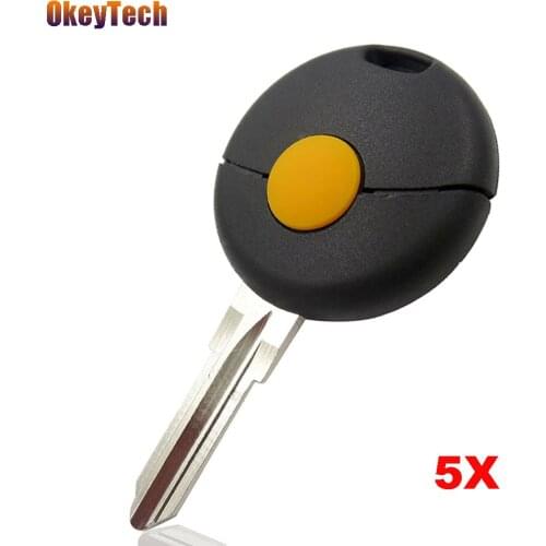 OkeyTech 5pcs/lot 1 Button Remote Car Key Shell For Mercedes Benz Smart Fortwo Cabrio City Blank Key Uncut Blade Fob Case Cover