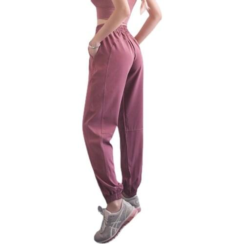 Pink Loose Running Pants Women Elastic Band Waist Quick Dry Yoga Pants Green Joggers Women Outdoor Wear Casual Trousers Black