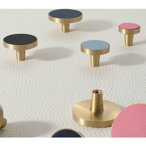 Handle Door Knobs Drawer Pulls Kitchen Cabinet Cupboard Handle Leather Brass Handles for Furniture Hardware Pulls