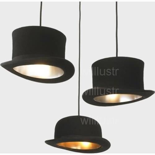 Handmade wool felt hat aluminum suspension pendant lamp cap hanging lighting dinning hall couture clothing shop pendant light
