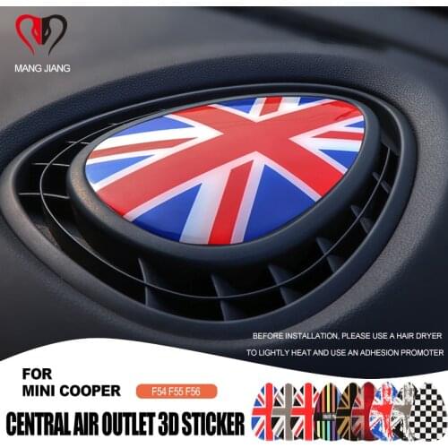 Union Jack Center Air Outlet 3D Dedicated Cover protect Sticker Decal for MINI COOPER F54 F55 F56 Clubman Interior Accessories