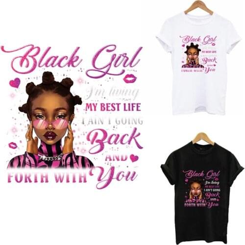 Super Cool Black Girl Thermal Patches For Clothes DIY A-level Washable Women T-shirt Iron On Heat Transfer Sicker Applique Decor