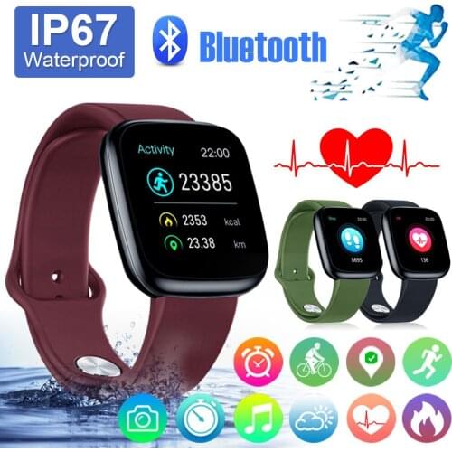 Smart Watch Bluetooth Touch Screen IP67 Waterproof Sleep Blood Pressure Monitoring Message Reminder Wristwatch For Android iOS